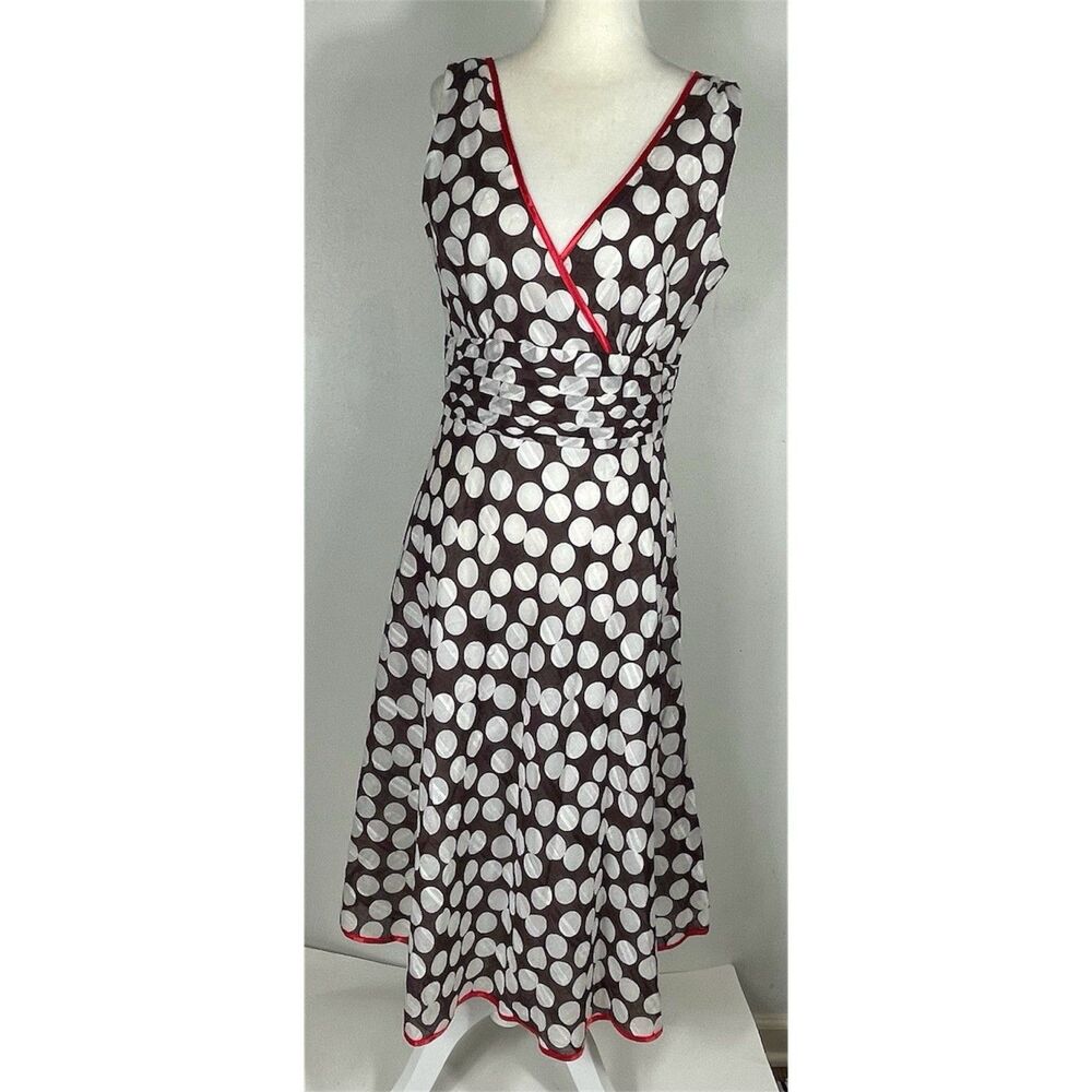 Vtg Robbie Bee Brown Polka Dot Dress 6 Classic Retro Pin Up Marilyn Monroe Julia